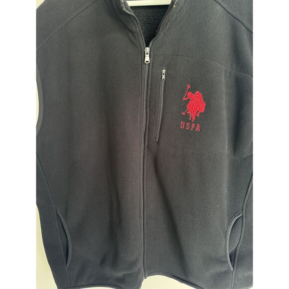USPA Polo Fleece Vest Black Big & Tall 2XL Full Zip Polyester Great Condition - Picture 4 of 11